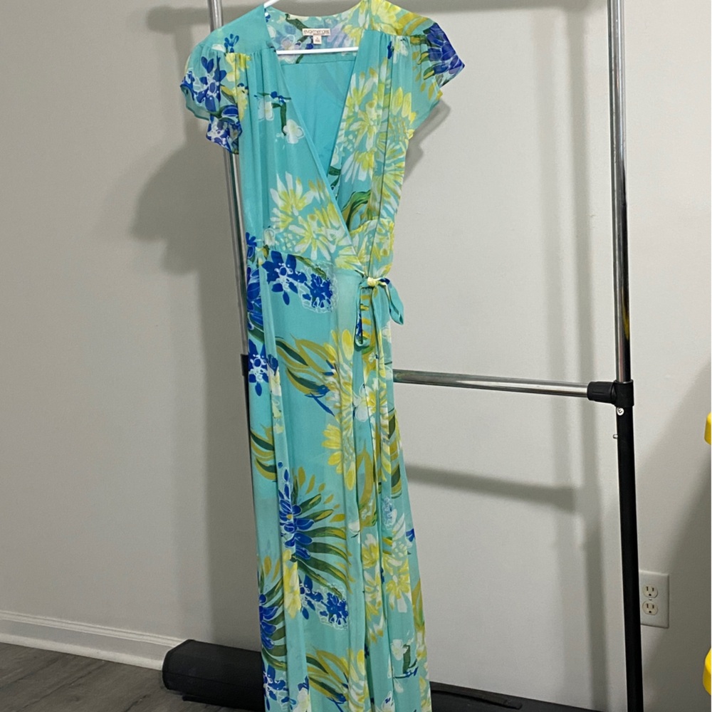 Eva Mendes for New York & Company Floral Maxi Dress - Blue and Yellow